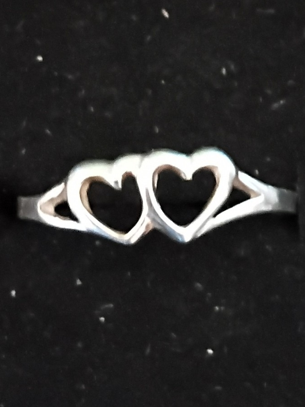 Vtg Women's Double Heart Filigree Ring sz 7 Sterling Silver V.V.Good Cond Nice!